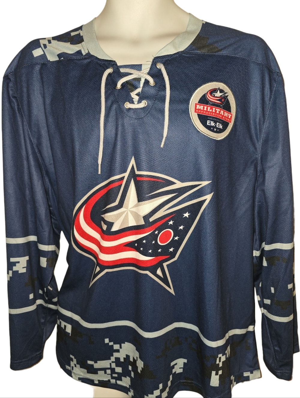 COLUMBUS BLUE JACKETS Military Appreciation Night Promo Jersey Adult Medium Camo